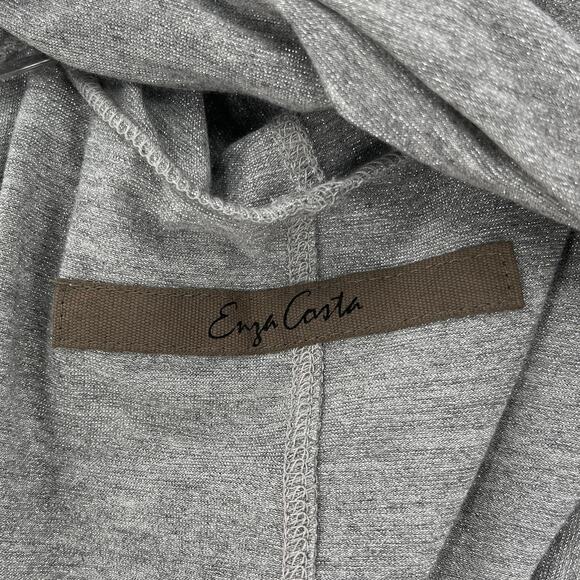 ENZA COSTA Lurex Jersey Sleeveless Turtleneck Top Womens Medium Light Gray NEW - Picture 8 of 13